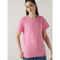 Bewakoof Pink Boyfriend Fit Solid T-Shirt-picture-31