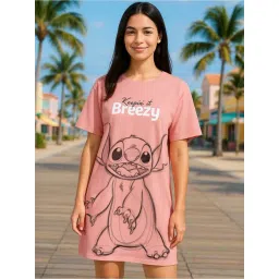 Bewakoof Pink Cotton Regular Fit Printed Dress-picture-26