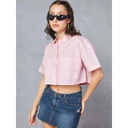 Bewakoof Pink Cropped Shirt-picture-21