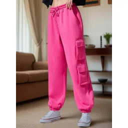 Bewakoof Pink Mid Rise Joggers image 1