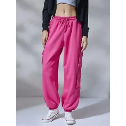 Bewakoof Pink Mid Rise Joggers image 2