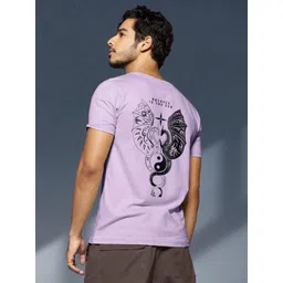 Bewakoof Purple Graphic Printed Round Neck Cotton T-shirt-picture-19