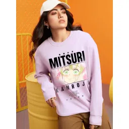 Bewakoof Purple Loose Fit Graphic Print Sweatshirt-picture-29