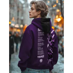 Bewakoof Purple Relaxed Fit Graphic Oversized Hoodie-picture-42