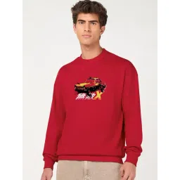 Bewakoof Red Relaxed Fit Graphic Sweatshirt-picture-21