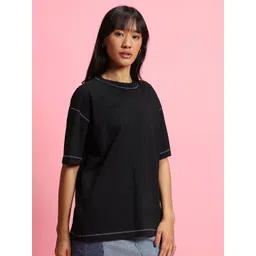 Bewakoof Solid Drop-Shoulder Sleeves Oversized T-shirt-picture-26