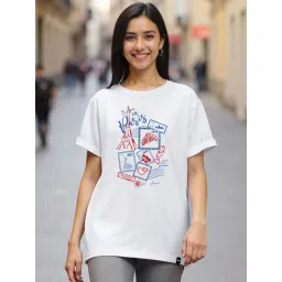 Bewakoof White Cotton Boyfriend Fit Printed T-Shirt-picture-19