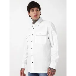 Bewakoof White Cotton Loose Fit Shirt image 3