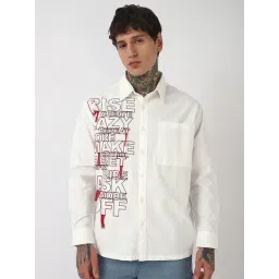 Bewakoof White Cotton Oversized Fit Printed Shirt-picture-26
