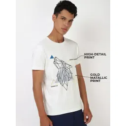Bewakoof White Cotton Regular Fit Graphic T-Shirt-picture-39