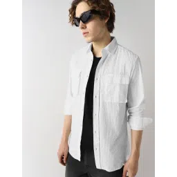 Bewakoof White Cotton Regular Fit Self Pattern Shirt-picture-28