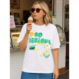 Bewakoof White Cotton Relaxed Fit Printed T-Shirt-picture-30