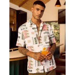 Bewakoof White-Pink Cotton Relaxed Fit Oversized Shirt-picture-37