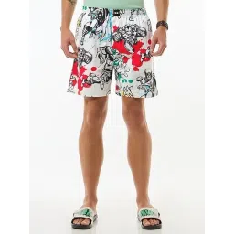 Bewakoof White Poplin Cotton Regular Fit Printed Boxers Shorts-picture-40