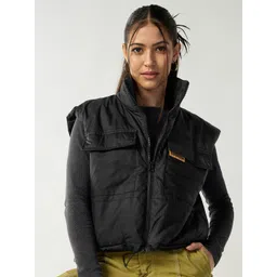 Bewakoof Women Black Oversized Gilet Jacket-picture-19