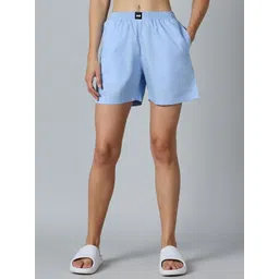 Bewakoof Women Blue Mid-Rise Cotton Regular Shorts-picture-11