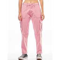 Bewakoof Women Mid-Rise Cotton Cargos Trousers-picture-37