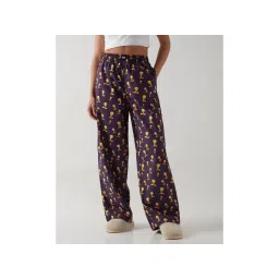 Bewakoof Women Purple All Over Printed Wide Leg Pyjamas-picture-16