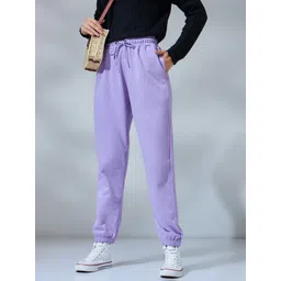 bewakoof Women Solid Purple Track Pants-picture-23