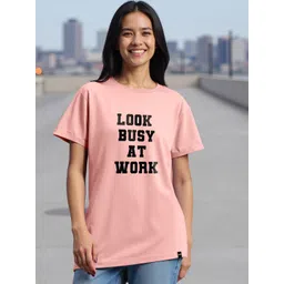 Bewakoof Women Typography Printed Round Neck Cotton Relaxed Fit T-shirt-picture-23