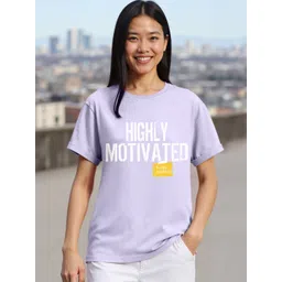 Bewakoof Women Typography Printed Round Neck Cotton Relaxed Fit T-shirt-picture-39