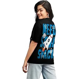 bewakoof Women's 100% Cotton Graphic Print Oversized Fit Round Neck T-Shirt-picture-20