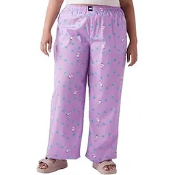 bewakoof Women's All Over Print Regular Fit Poplin Plus Size Pyjama-picture-12