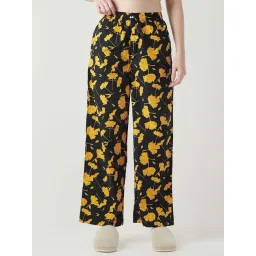 Bewakoof Women's Black All Over Printed Wide Leg Pyjama-picture-35