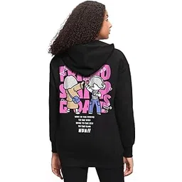 bewakoof Women's Graphic Printed Oversized Fit Full Sleeve Polycotton Hoodies-picture-17