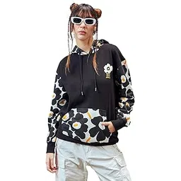 bewakoof Women's Solid Oversized Fit Full Sleeve Hooded Fleece Hoodies-picture-18