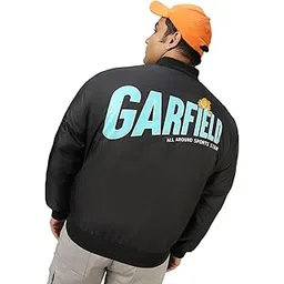 bewakoof X Garfield Men's Nylon Oversized Fit Collar Plus Size Jacket | Jacket for Men Winter Wear-picture-14