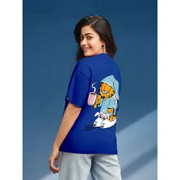 Bewakoof x OFFICIAL GARFIELD MERCHANDISE Lazy Garfield Graphic Printed Oversized T-shirt-picture-39