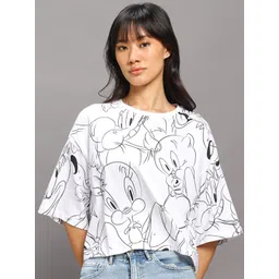 Bewakoof x Official Looney Tunes Merchandise Tweety Print Oversized Top-picture-19