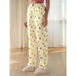 Bewakoof Yellow Print Cotton Regular Fit Pyjamas-picture-44