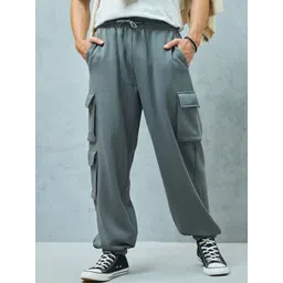 Bewakoof Heavy Duty Men Grey Loose Fit Mid-Rise Cargo Joggers-picture-15