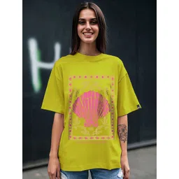 Bewakoof Heavy Duty Women Graphic Printed Round Neck Cotton Oversized T-shirt-picture-35