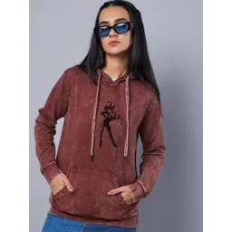 Bewakoof Heavy Duty Women Printed Hooded Pullover Sweatshirt image 1