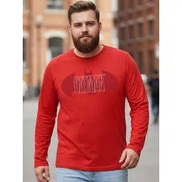 bewakoof plus Bewakoof OFFICIAL DC MERCHANDISE Men Bold Red Batman Graphic Printed Plus Size T-shirt-picture-17