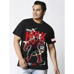 Bewakoof Plus Marvel Merchandise Men's Jet Black Graphic Printed Plus Size T-shirt-picture-41