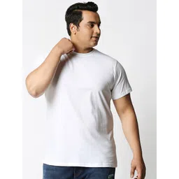 Bewakoof Plus Men White Solid  T-shirt-picture-13