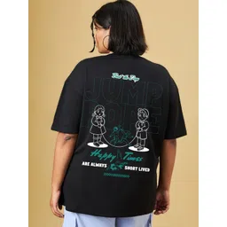 Bewakoof Plus Plus Size Graphic Printed Drop-Shoulder Sleeves Pure Cotton T-shirt-picture-38