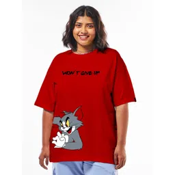 Bewakoof Plus Tom & Jerry Graphic Printed Drop-Shoulder Sleeves Oversized T-shirt-picture-22
