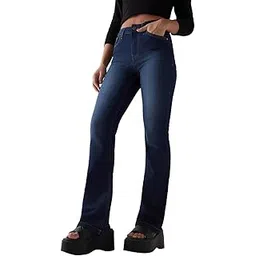 Womens High Rise Washed Bootcut Polycotton Jeans|Bootcut Jeans – Flared Leg Denim | Stretch Fit | Retro Casual Look-image-30