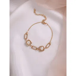 BEWITCHED Women Gold-Toned Pearls Gold-Plated Link Bracelet-picture-36