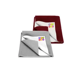 BeyBee Kids 2-Pcs Grey & Maroon Cotton Mattress Protectors-picture-27