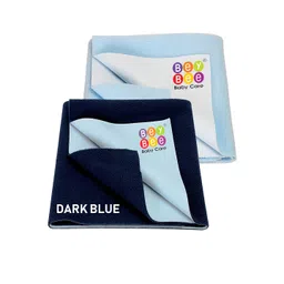 BeyBee Kids Pack of 2 Navy Blue Solid Waterproof Dry Sheet Cotton Mattress Protector-picture-18