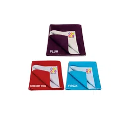 BeyBee Kids Pack of 3 Red Solid Waterproof Dry Sheet Cotton Mattress Protector-picture-17