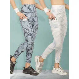 beyogini Printed Women Grey, White Tights-picture-21