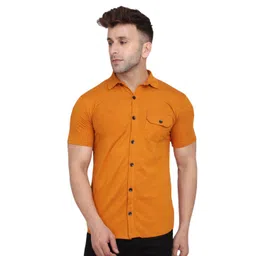 BEYOU FASHION Men Solid Spread Collar Cotton Casual Shirt-picture-26