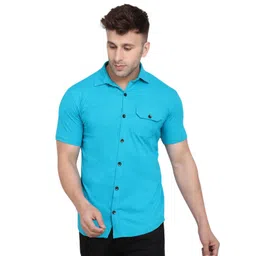 BEYOU FASHION Men Solid Spread Collar Cotton Casual Shirt-picture-29